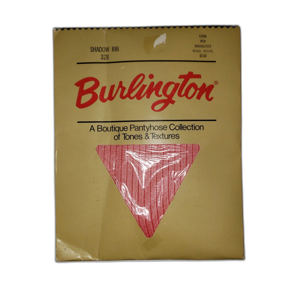 Vintage Burlington Shadow Rib Sheer Red Panty Hose Womens Size Long NEW